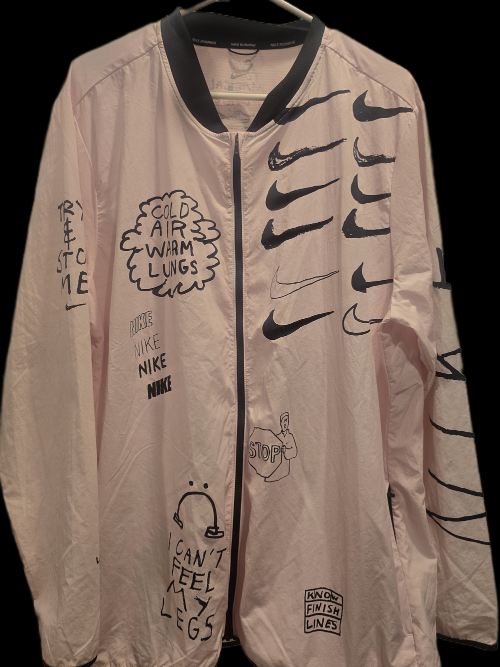 Nike Pink Graphic Swoosh Windbreaker Jacket - Size XL